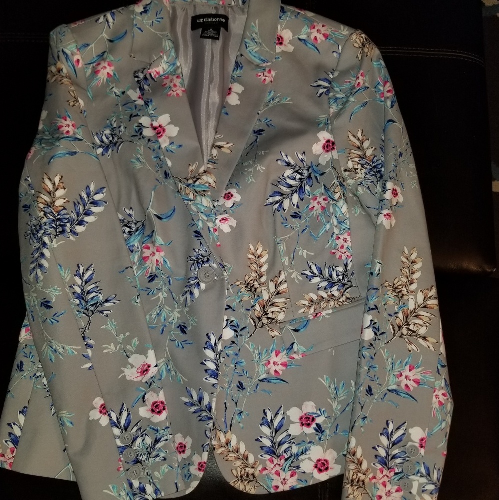 liz Claiborne silver floral DC jacket